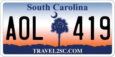 SC license plate AOL419