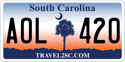 SC license plate AOL420