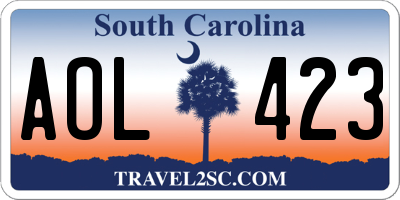 SC license plate AOL423