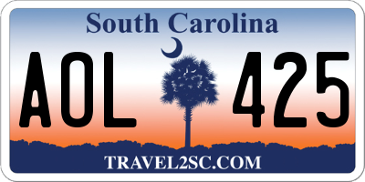 SC license plate AOL425
