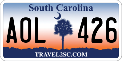SC license plate AOL426