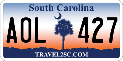 SC license plate AOL427