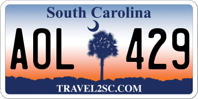 SC license plate AOL429
