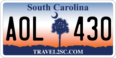 SC license plate AOL430