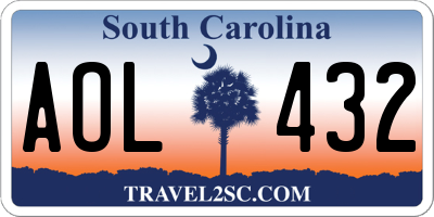 SC license plate AOL432