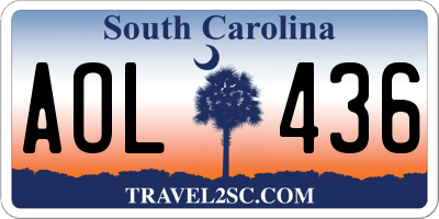 SC license plate AOL436
