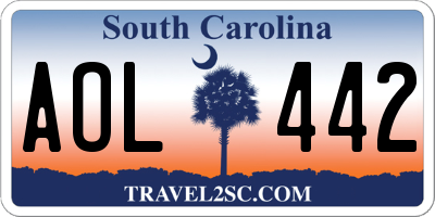 SC license plate AOL442