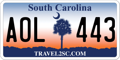 SC license plate AOL443