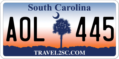 SC license plate AOL445