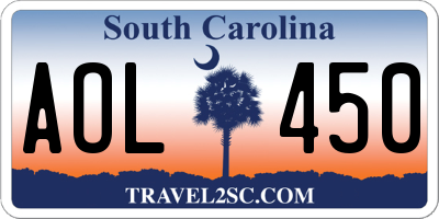 SC license plate AOL450