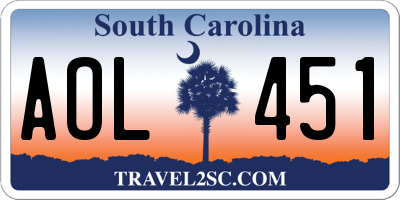 SC license plate AOL451