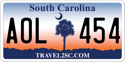 SC license plate AOL454