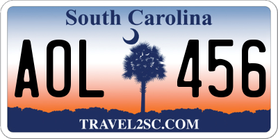 SC license plate AOL456