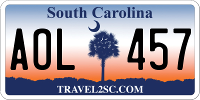 SC license plate AOL457
