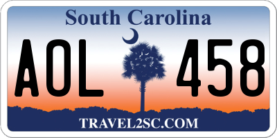 SC license plate AOL458