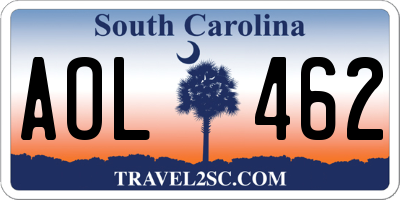 SC license plate AOL462