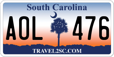 SC license plate AOL476
