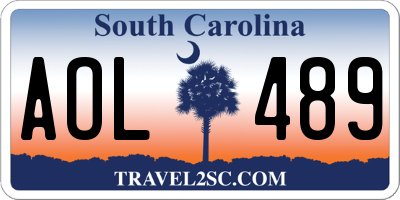 SC license plate AOL489