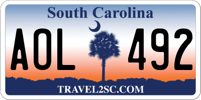 SC license plate AOL492
