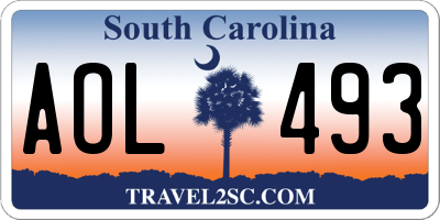 SC license plate AOL493