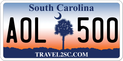 SC license plate AOL500