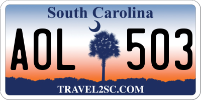 SC license plate AOL503