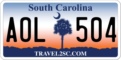 SC license plate AOL504
