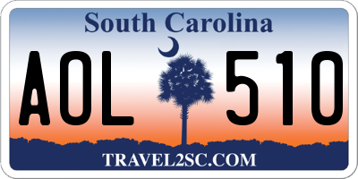 SC license plate AOL510