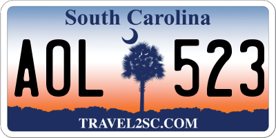 SC license plate AOL523