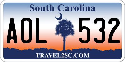 SC license plate AOL532