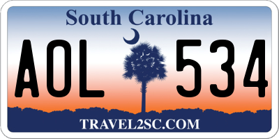 SC license plate AOL534