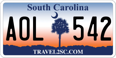 SC license plate AOL542
