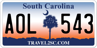 SC license plate AOL543