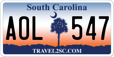 SC license plate AOL547