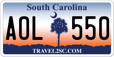 SC license plate AOL550