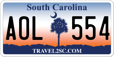 SC license plate AOL554