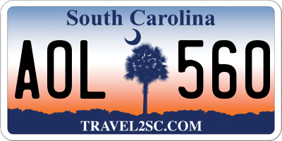 SC license plate AOL560