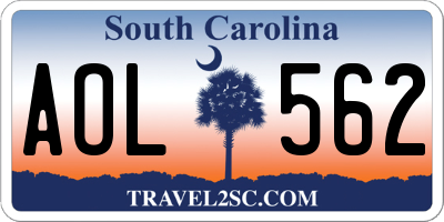 SC license plate AOL562