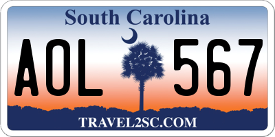 SC license plate AOL567