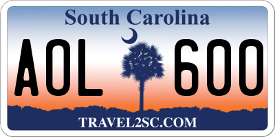 SC license plate AOL600