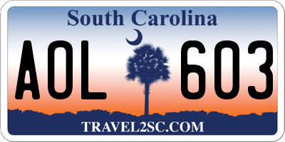 SC license plate AOL603