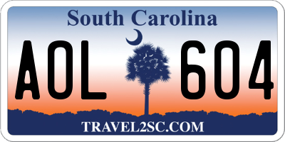 SC license plate AOL604