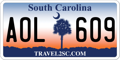 SC license plate AOL609