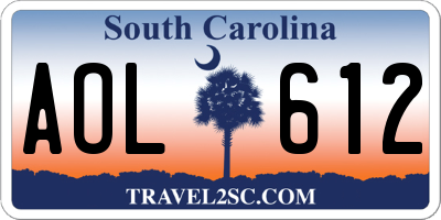 SC license plate AOL612