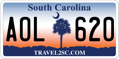 SC license plate AOL620