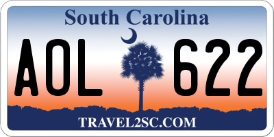 SC license plate AOL622