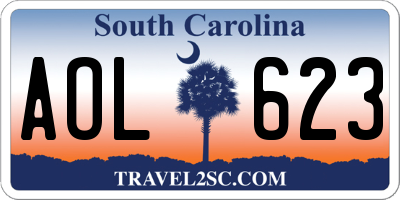 SC license plate AOL623