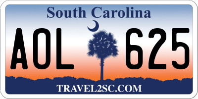 SC license plate AOL625