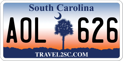 SC license plate AOL626