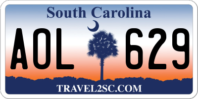 SC license plate AOL629